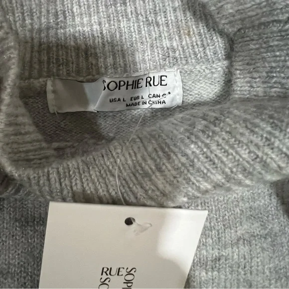Sophie Rue Gray Mock Neck Cropped Sweater Womens L Cozy Minimal NWT - Picture 6 of 7
